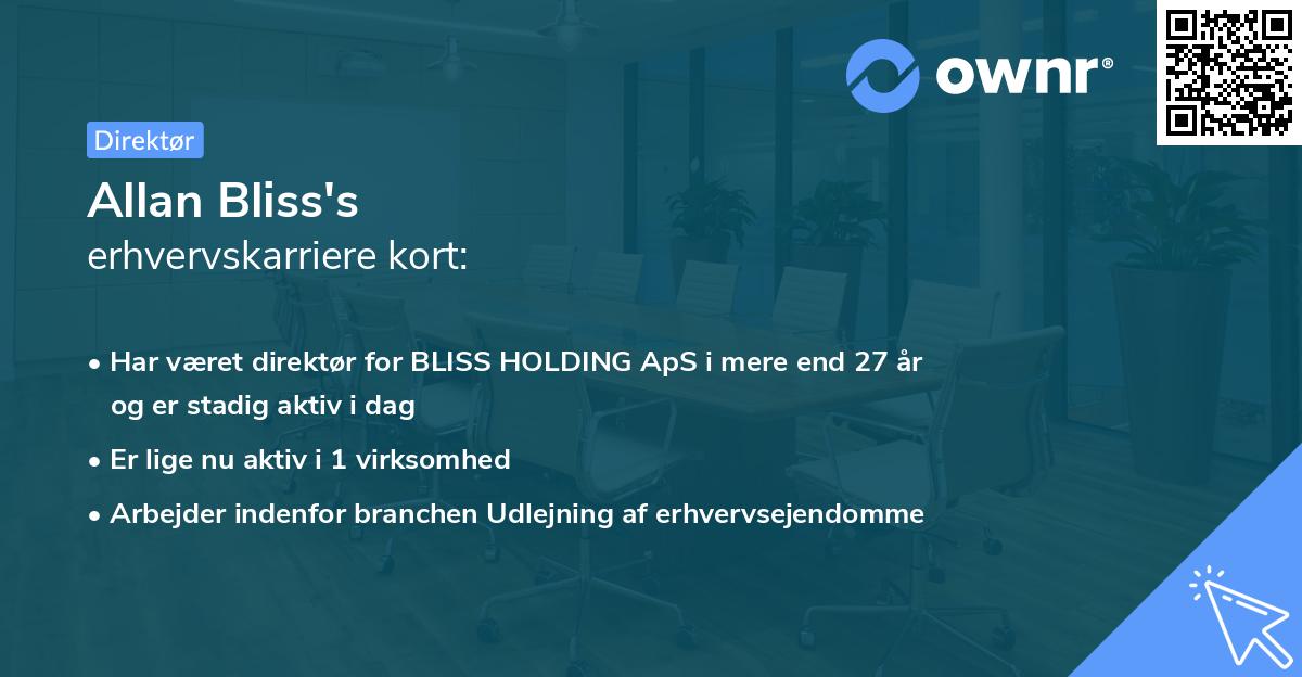 Allan Bliss's erhvervskarriere kort