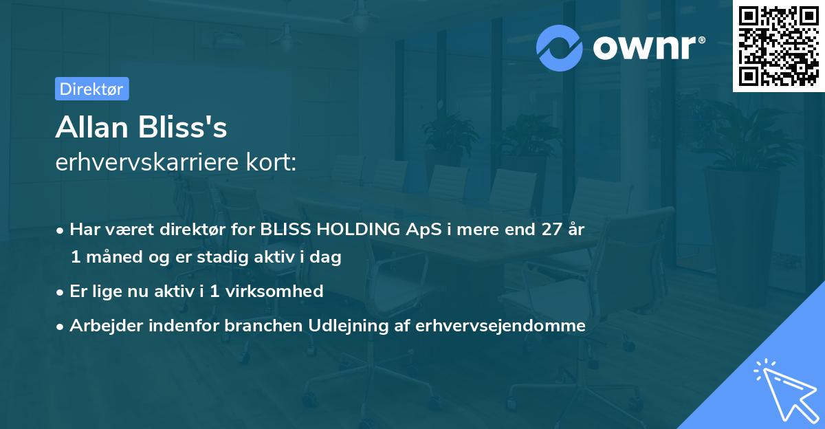Allan Bliss's erhvervskarriere kort
