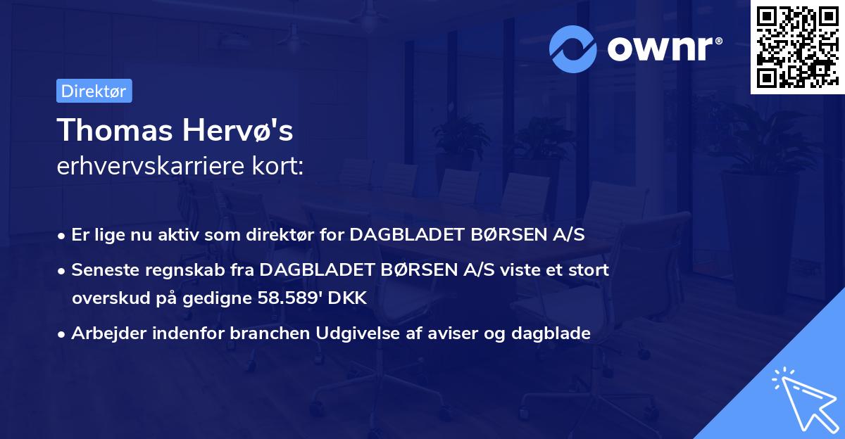 Thomas Hervø's erhvervskarriere kort