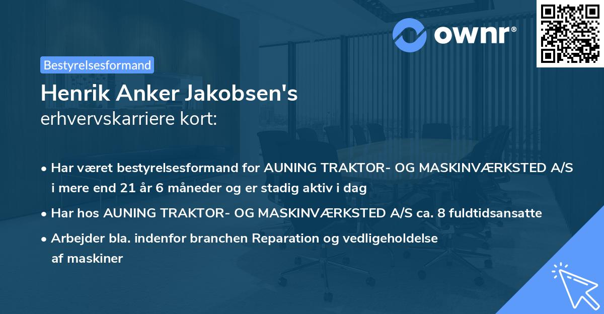 Henrik Anker Jakobsen's erhvervskarriere kort