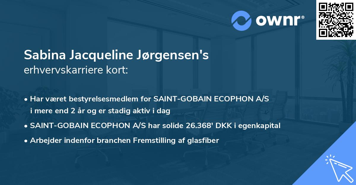 Sabina Jacqueline Jørgensen's erhvervskarriere kort