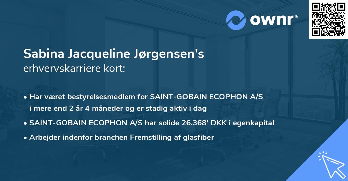 Sabina Jacqueline Jørgensen's erhvervskarriere kort