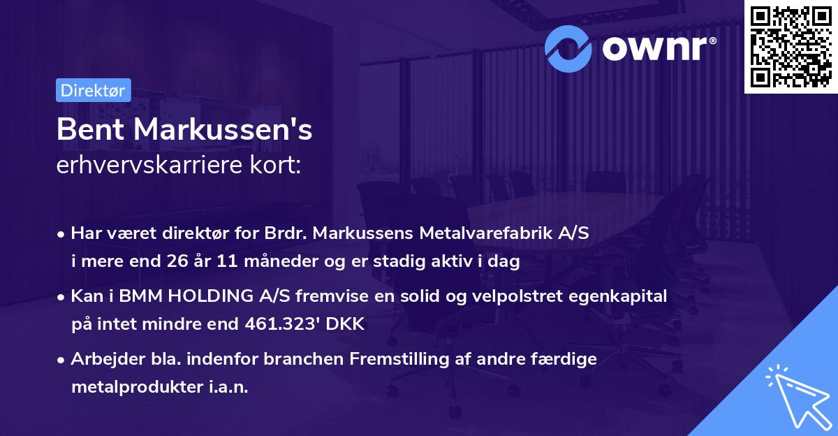 Bent Markussen's erhvervskarriere kort