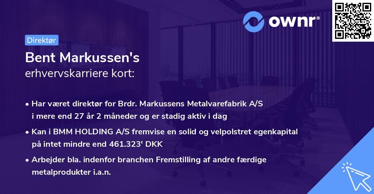 Bent Markussen's erhvervskarriere kort