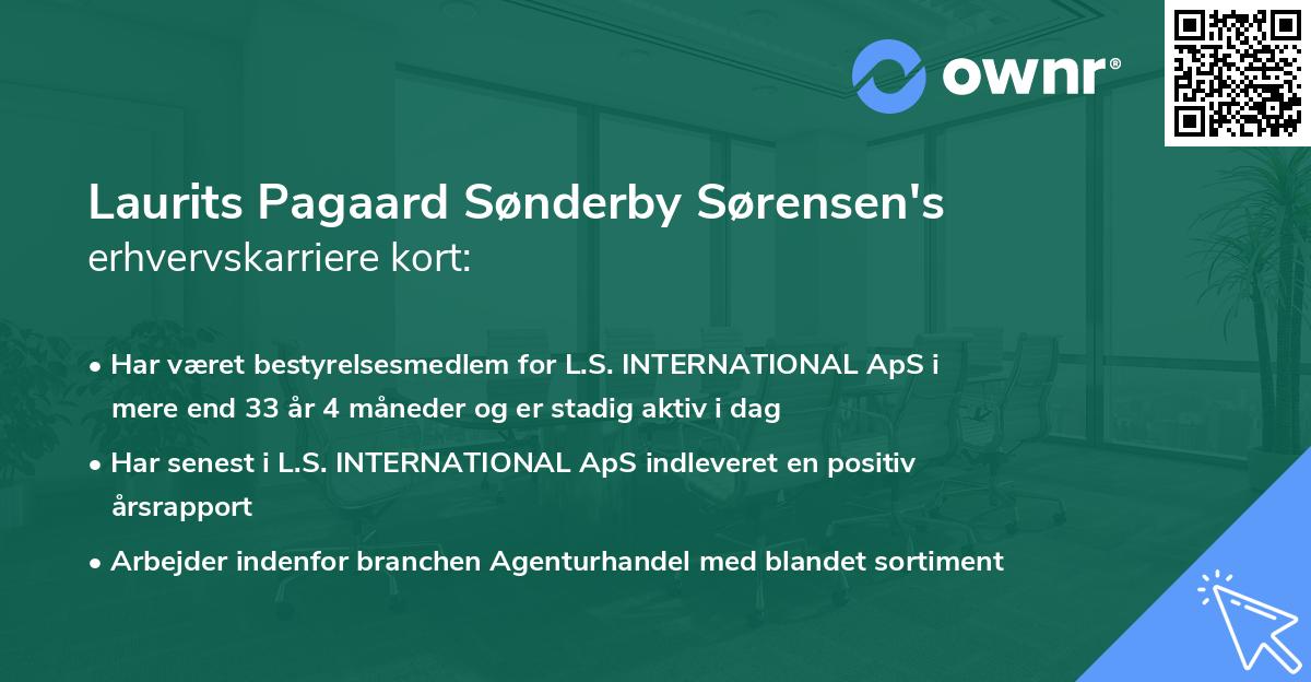 Laurits Pagaard Sønderby Sørensen's erhvervskarriere kort