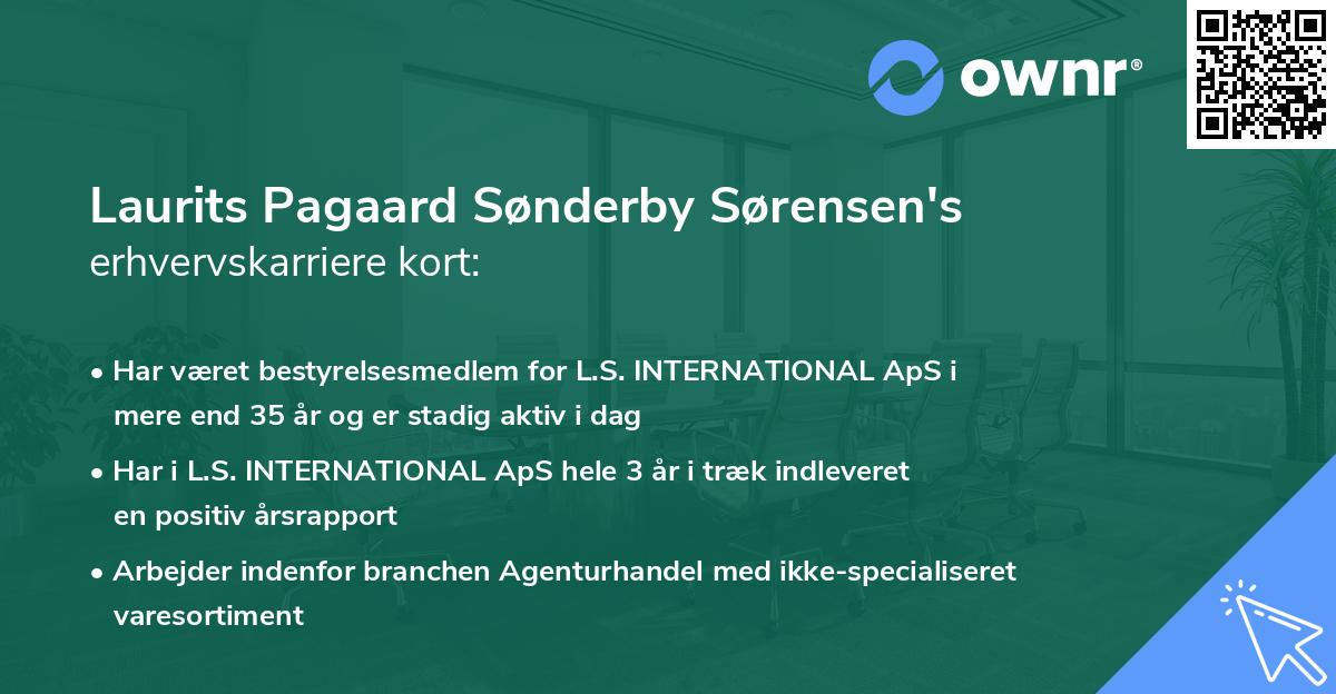 Laurits Pagaard Sønderby Sørensen's erhvervskarriere kort