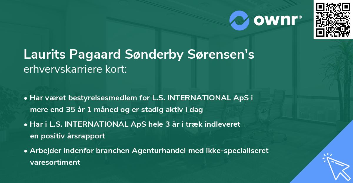 Laurits Pagaard Sønderby Sørensen's erhvervskarriere kort