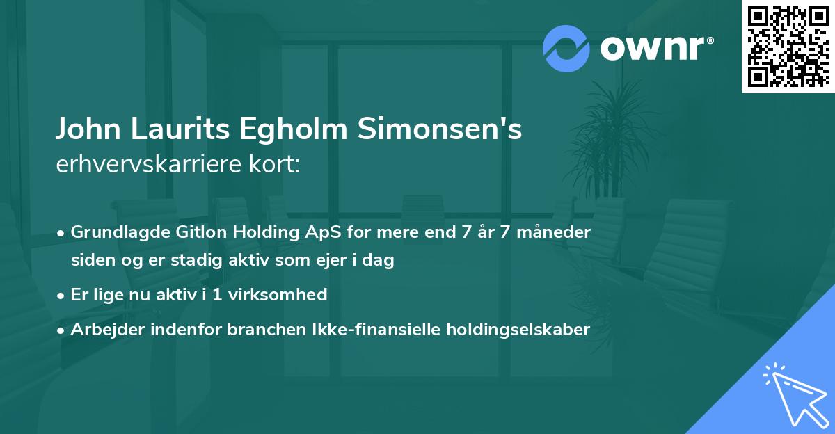 John Laurits Egholm Simonsen's erhvervskarriere kort