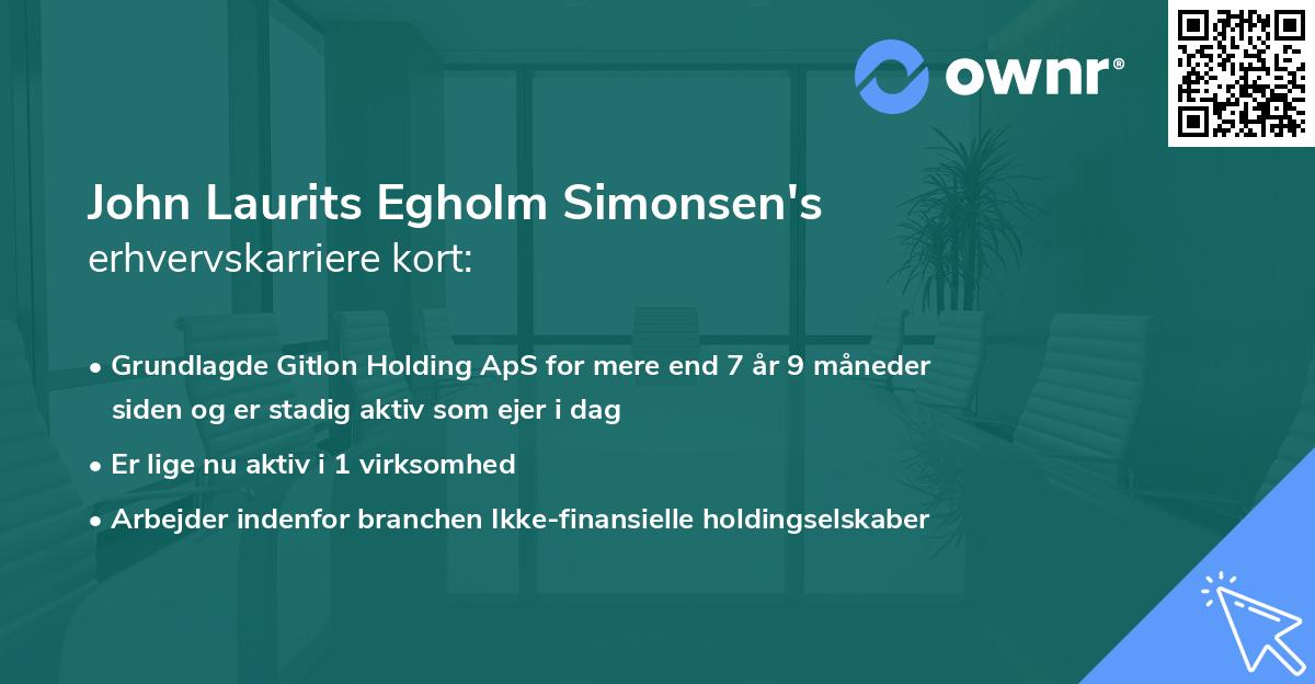 John Laurits Egholm Simonsen's erhvervskarriere kort