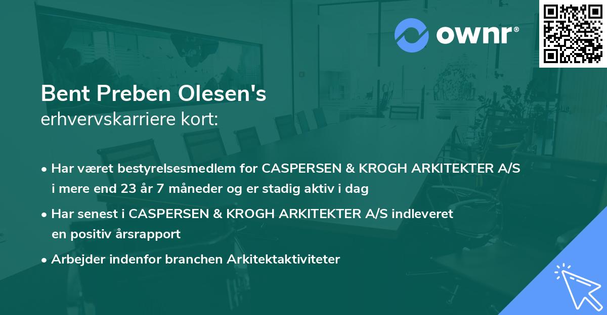 Bent Preben Olesen's erhvervskarriere kort