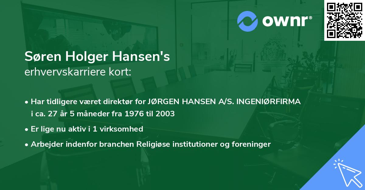 Søren Holger Hansen's erhvervskarriere kort