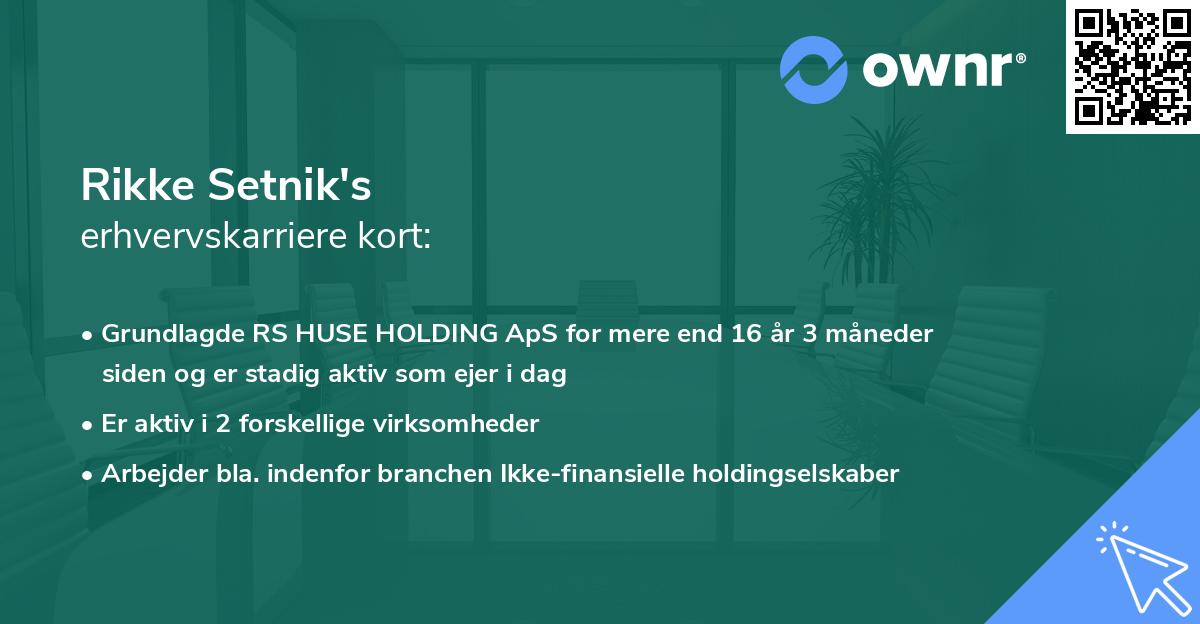 Rikke Setnik's erhvervskarriere kort