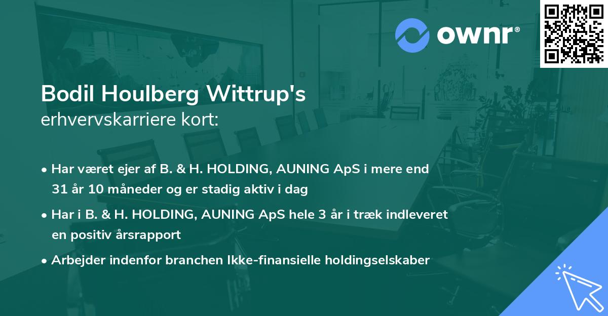 Bodil Houlberg Wittrup's erhvervskarriere kort