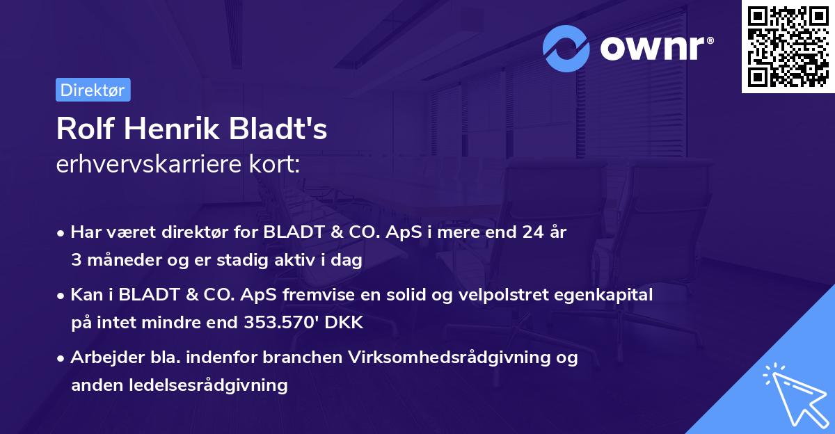 Rolf Henrik Bladt's erhvervskarriere kort