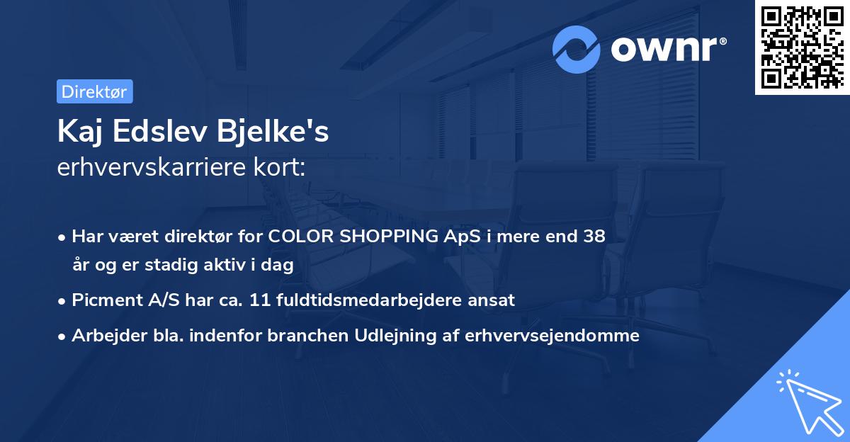 Kaj Edslev Bjelke's erhvervskarriere kort