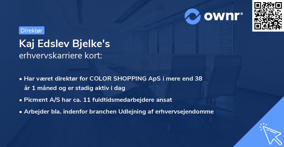 Kaj Edslev Bjelke's erhvervskarriere kort