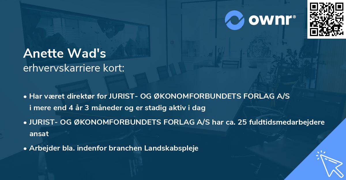 Anette Wad's erhvervskarriere kort