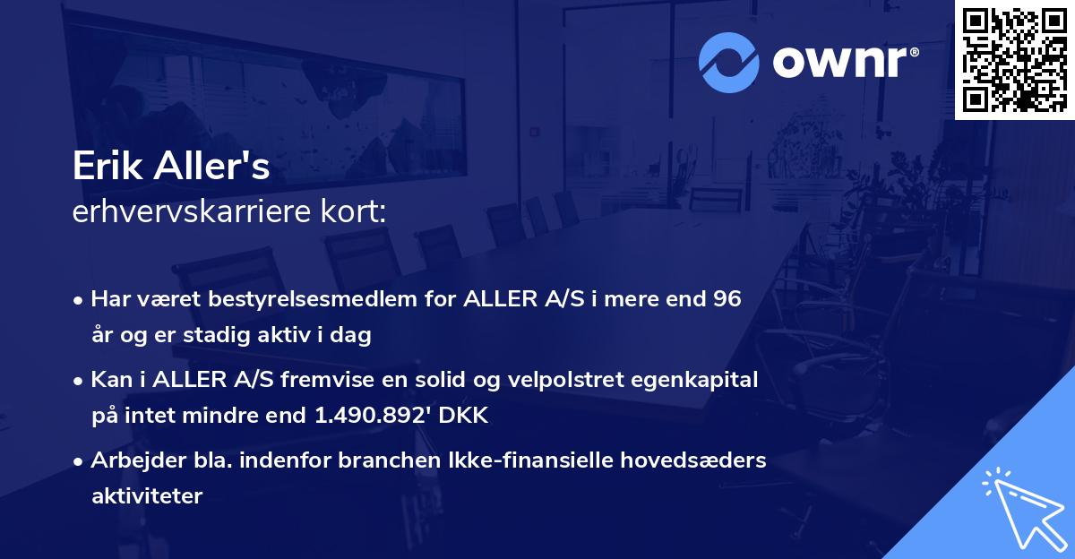 Erik Aller's erhvervskarriere kort