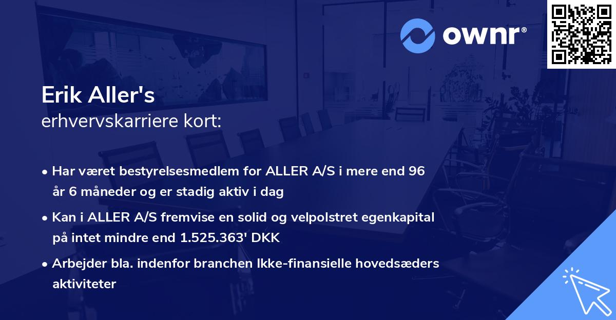 Erik Aller's erhvervskarriere kort