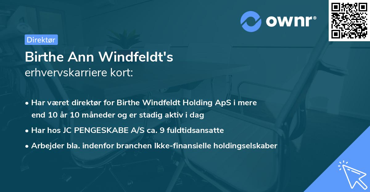 Birthe Ann Windfeldt's erhvervskarriere kort