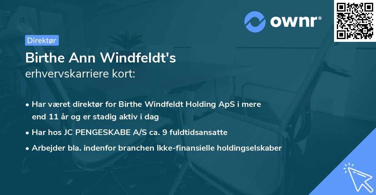 Birthe Ann Windfeldt's erhvervskarriere kort