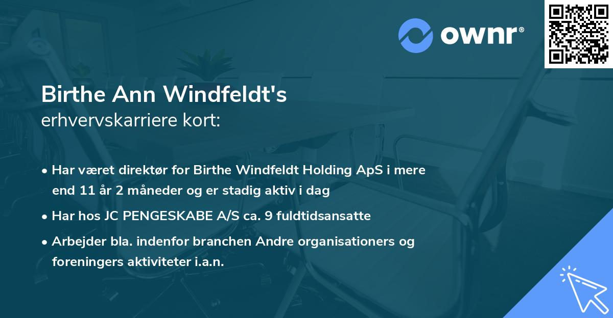 Birthe Ann Windfeldt's erhvervskarriere kort