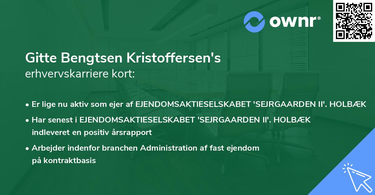 Gitte Bengtsen Kristoffersen's erhvervskarriere kort