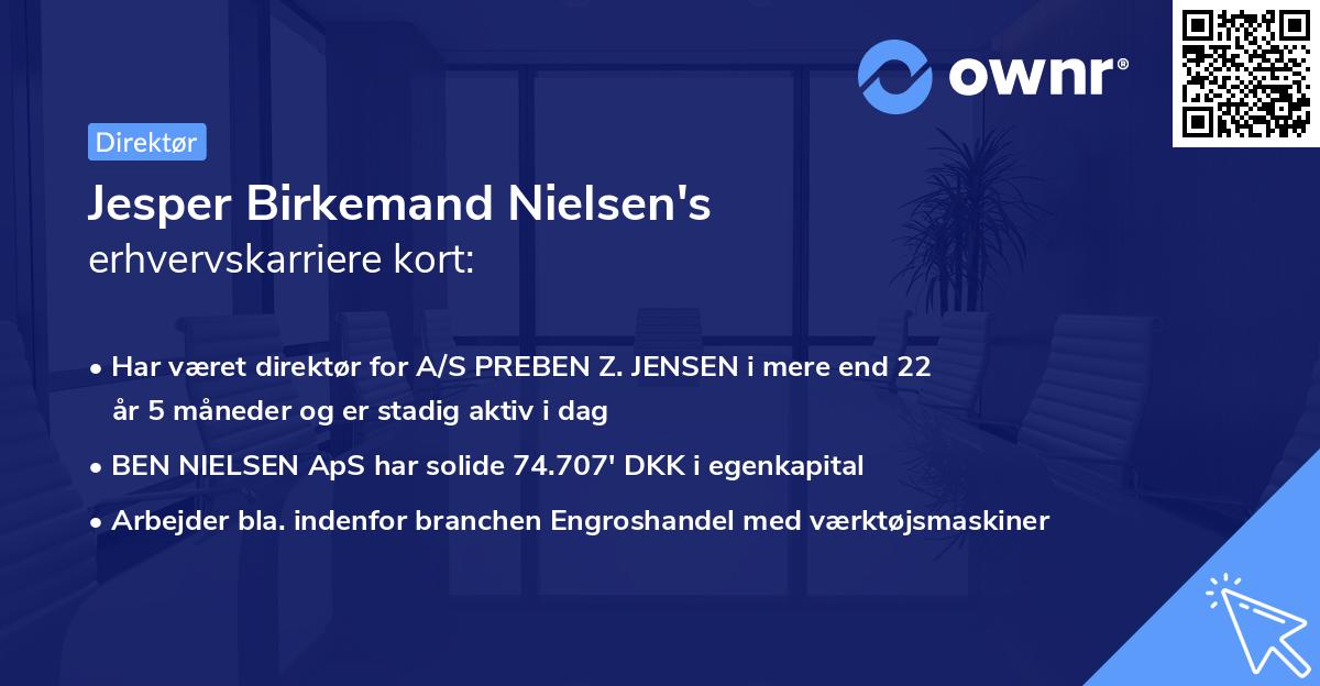 Jesper Birkemand Nielsen's erhvervskarriere kort