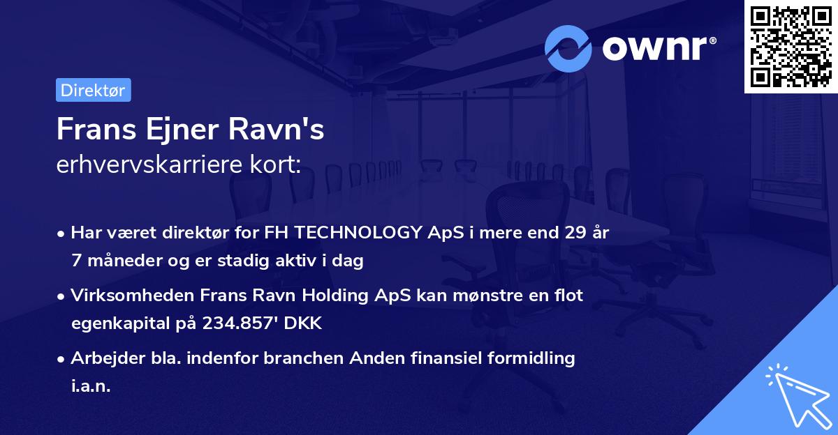 Frans Ejner Ravn's erhvervskarriere kort