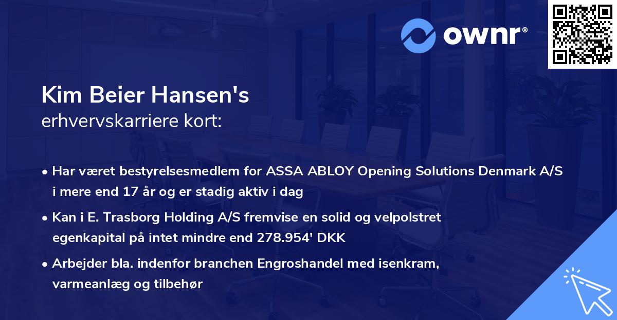 Kim Beier Hansen's erhvervskarriere kort