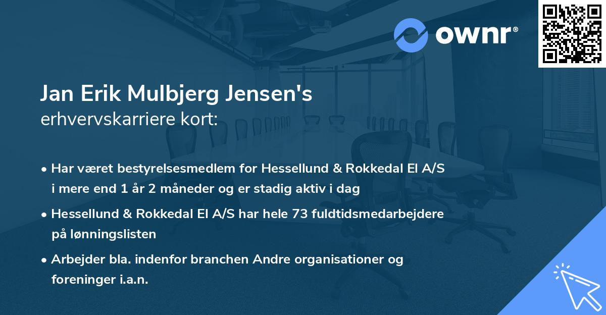 Jan Erik Mulbjerg Jensen's erhvervskarriere kort