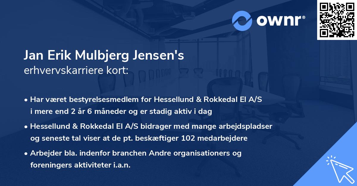 Jan Erik Mulbjerg Jensen's erhvervskarriere kort