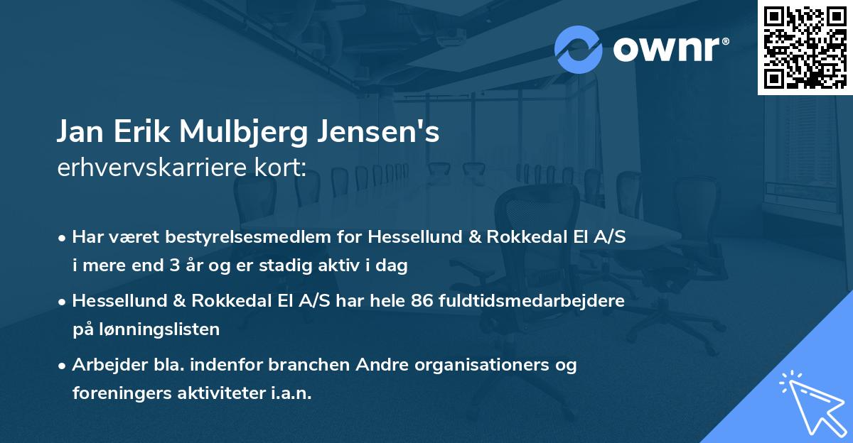 Jan Erik Mulbjerg Jensen's erhvervskarriere kort