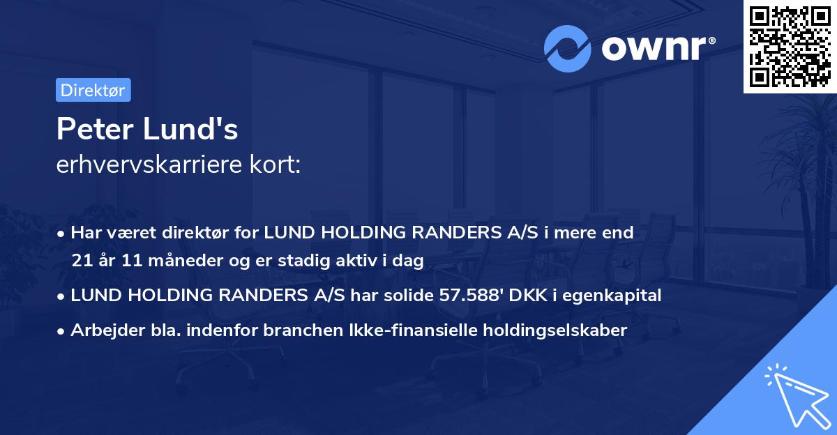 Peter Lund's erhvervskarriere kort