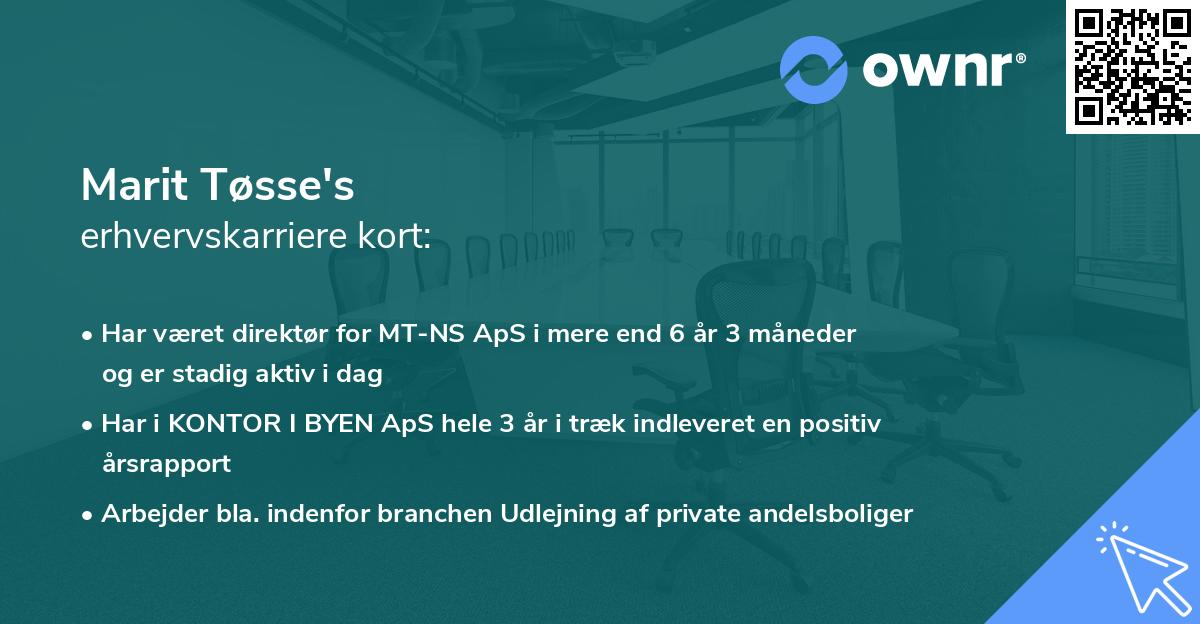 Marit Tøsse's erhvervskarriere kort
