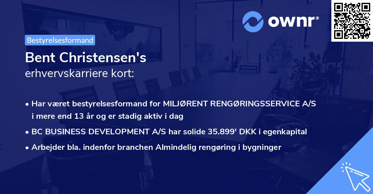 Bent Christensen's erhvervskarriere kort