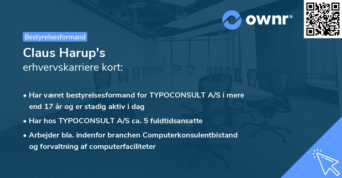 Claus Harup's erhvervskarriere kort