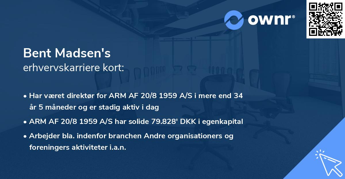 Bent Madsen's erhvervskarriere kort