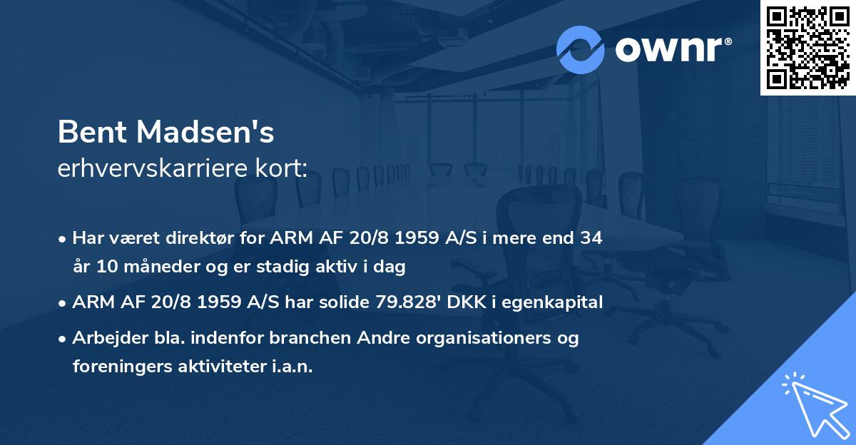 Bent Madsen's erhvervskarriere kort