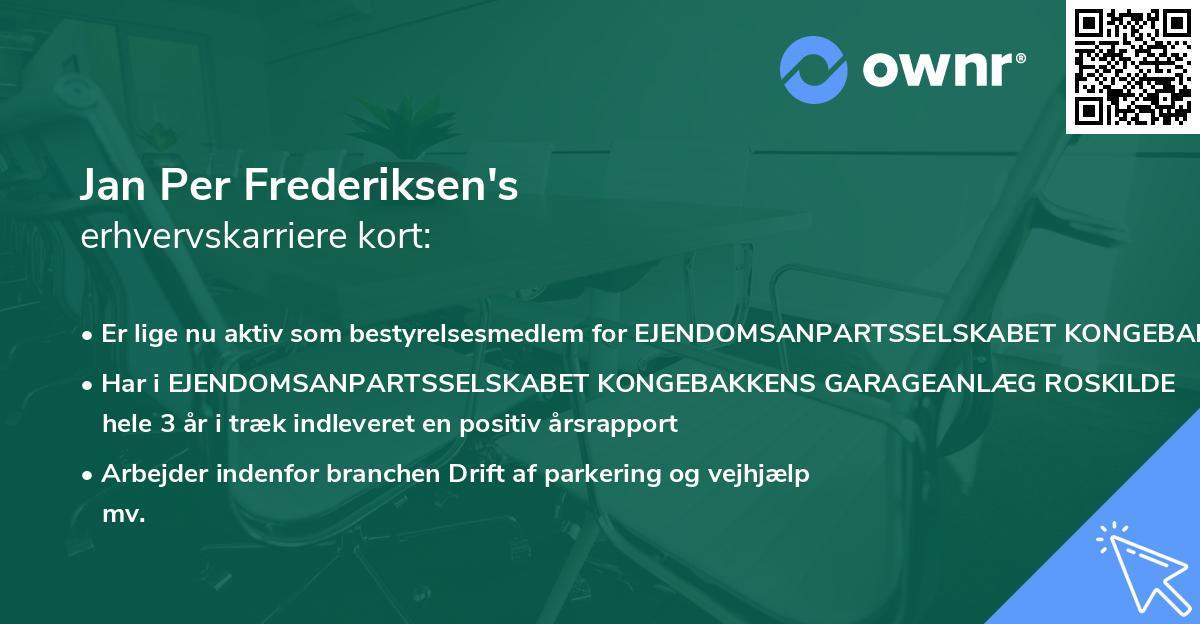 Jan Per Frederiksen's erhvervskarriere kort