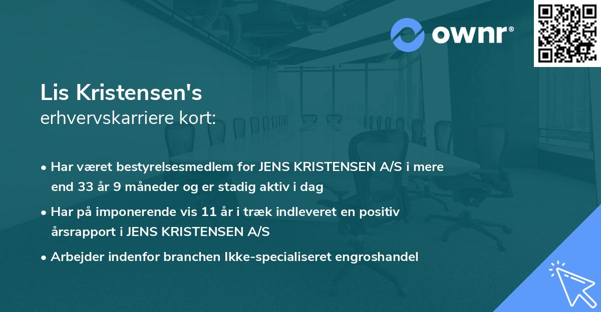 Lis Kristensen's erhvervskarriere kort