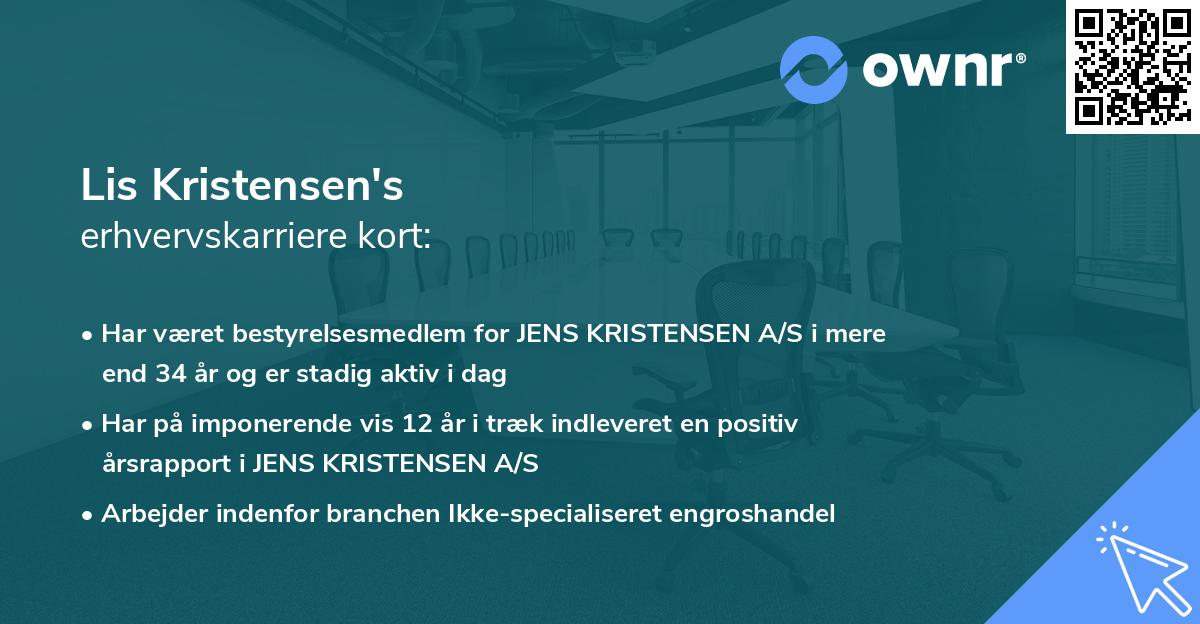 Lis Kristensen's erhvervskarriere kort