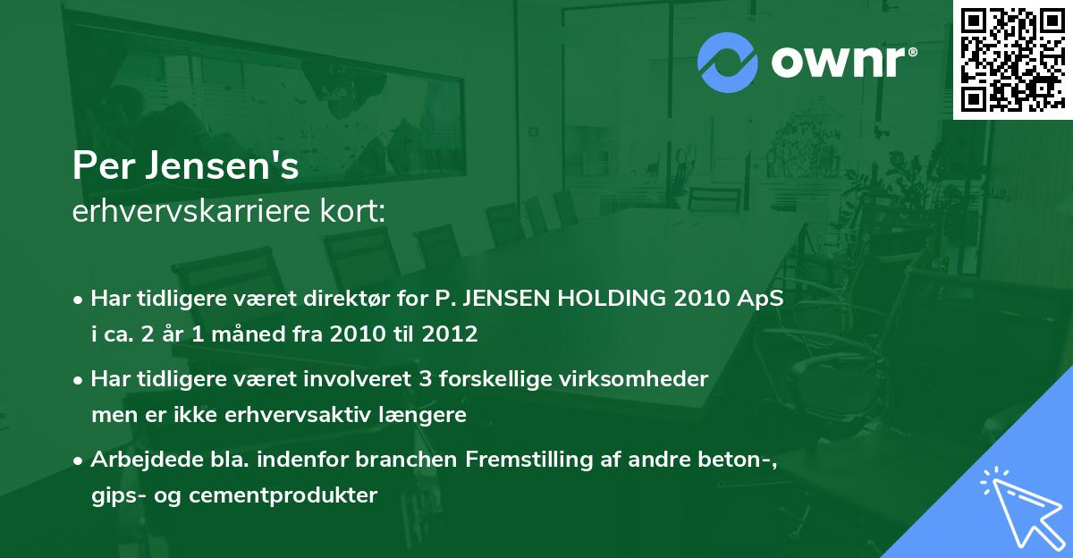 Per Jensen's erhvervskarriere kort