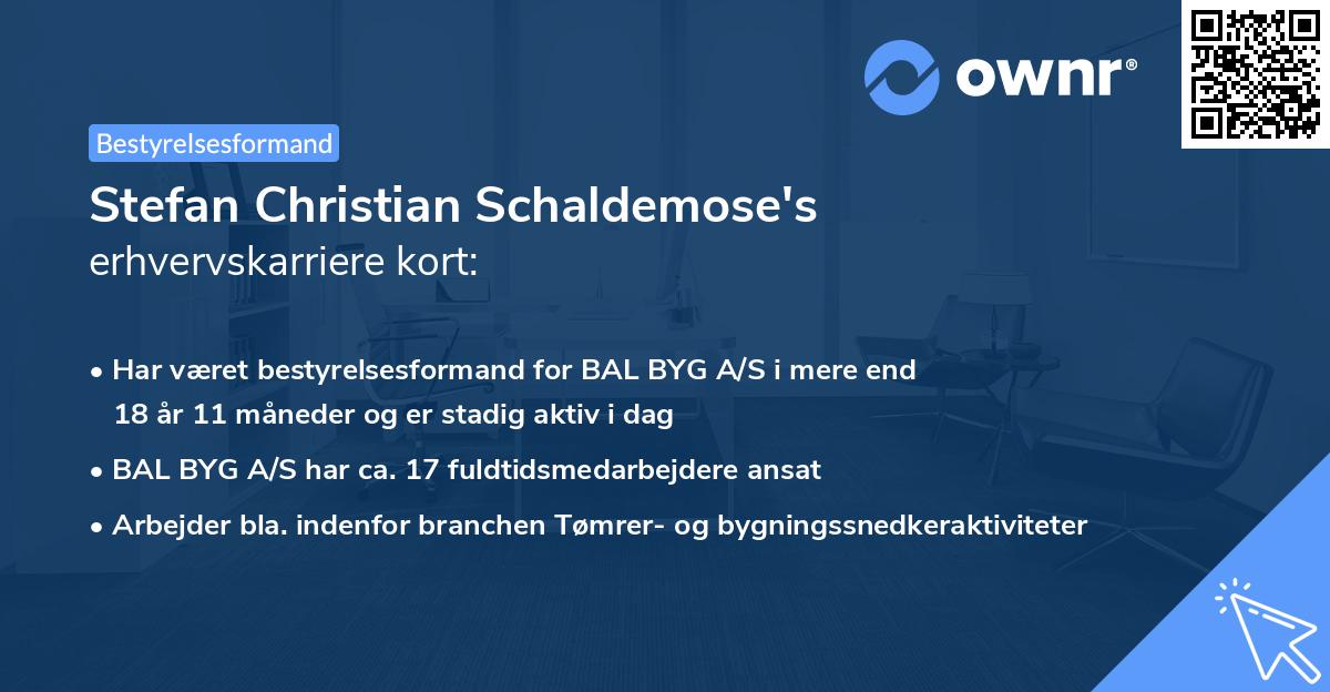 Stefan Christian Schaldemose's erhvervskarriere kort