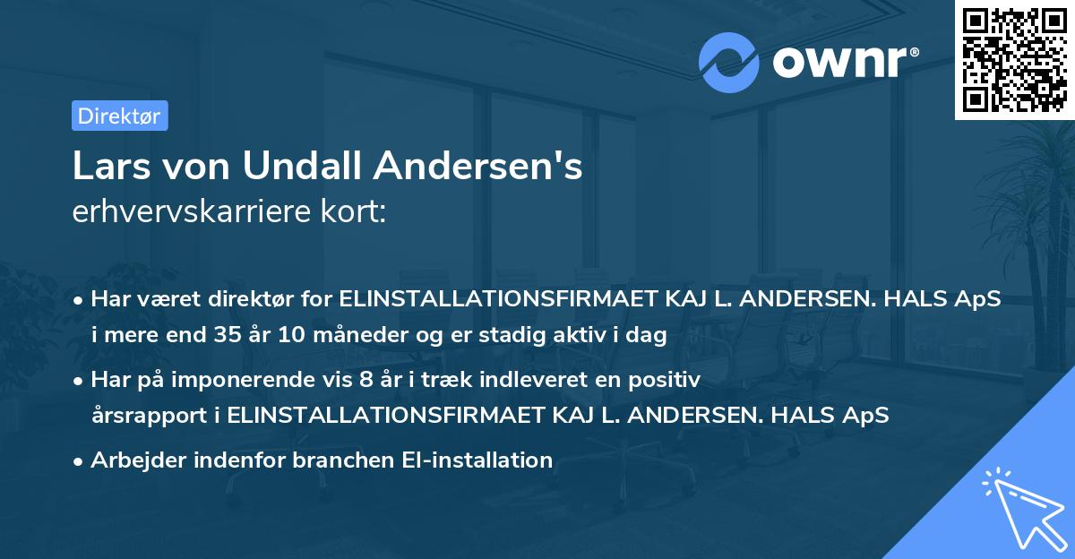 Lars von Undall Andersen's erhvervskarriere kort