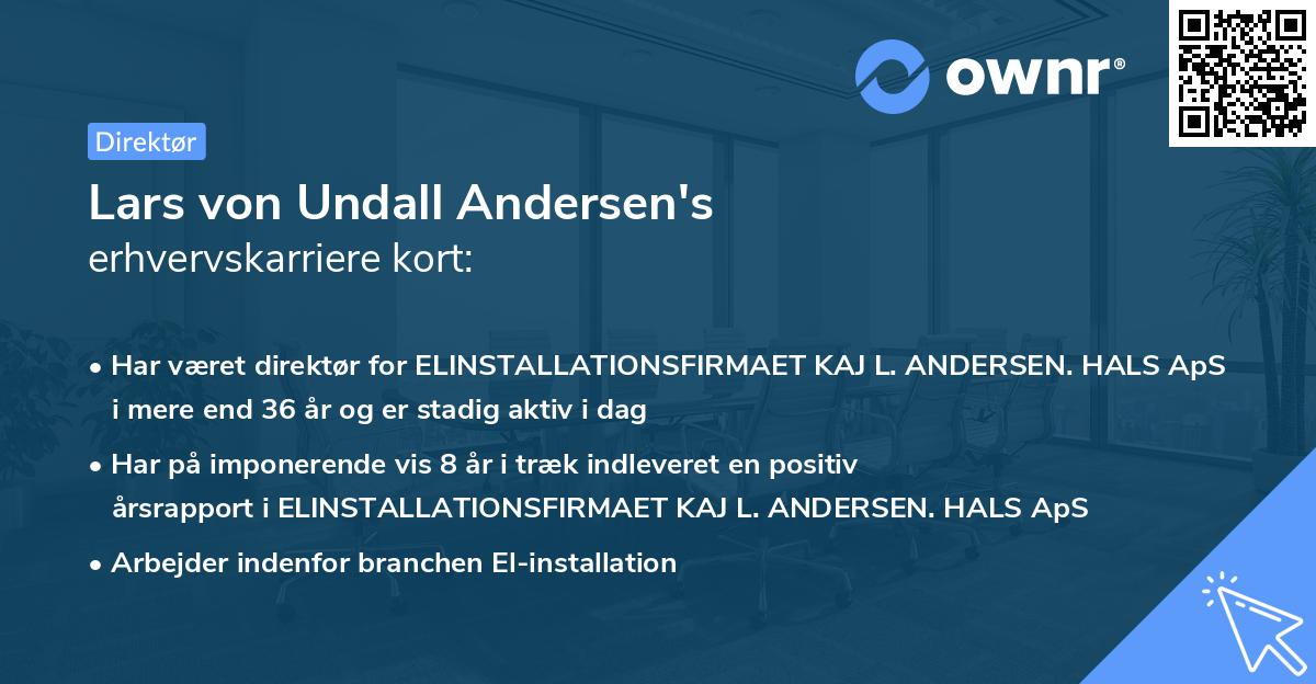 Lars von Undall Andersen's erhvervskarriere kort