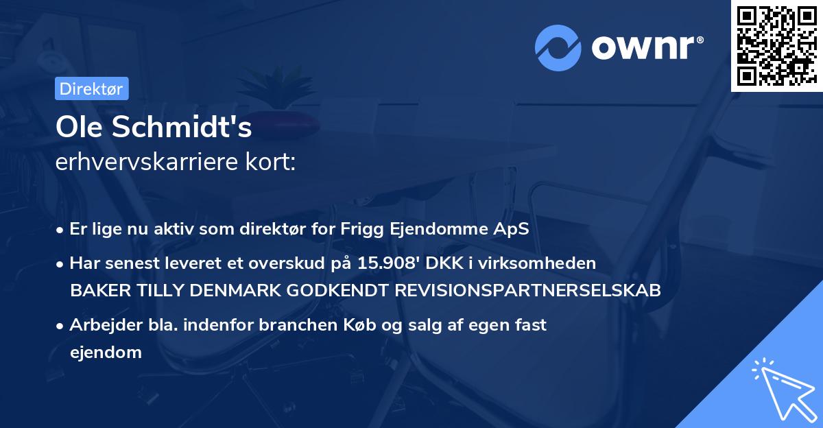 Ole Schmidt's erhvervskarriere kort