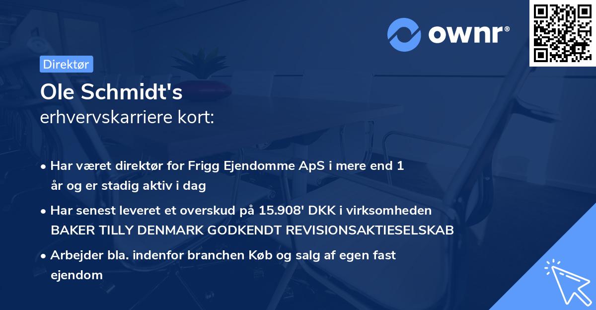 Ole Schmidt's erhvervskarriere kort