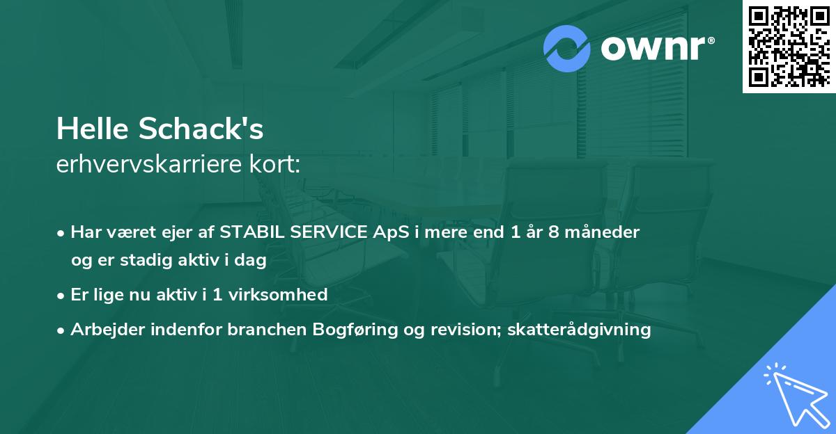 Helle Schack's erhvervskarriere kort