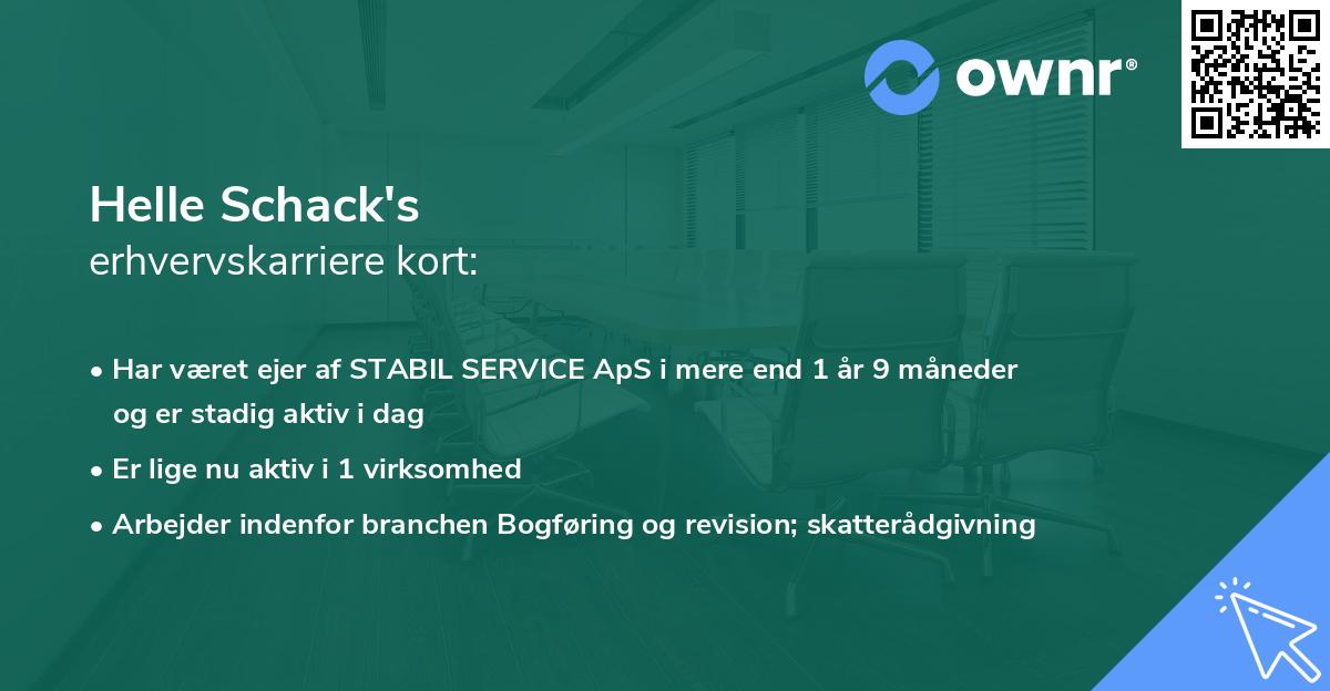 Helle Schack's erhvervskarriere kort